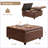 Mid-century Coffee Table with Nailhead Inlay,Modern Storage Stool with 2 Storage Doors-2025335754