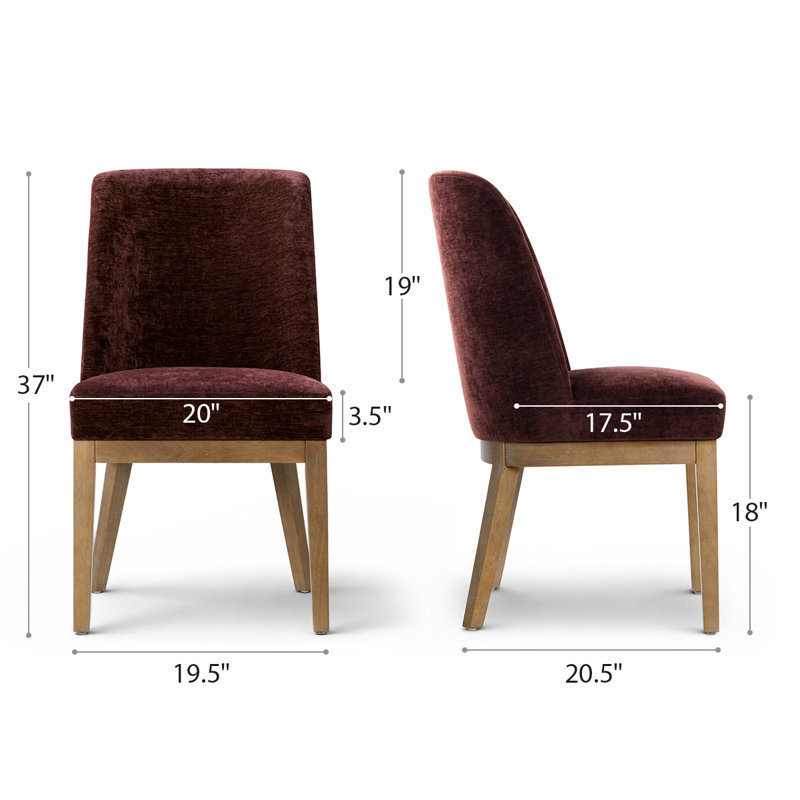 Fauteuils d'appoint rembourrés en chenille, dossier haut, pieds en bois massif, Bourgogne-chenille