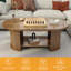 Table basse 47 "ovale cannelée - 2 niveaux, base double, Mid-Century / Boho - noyer