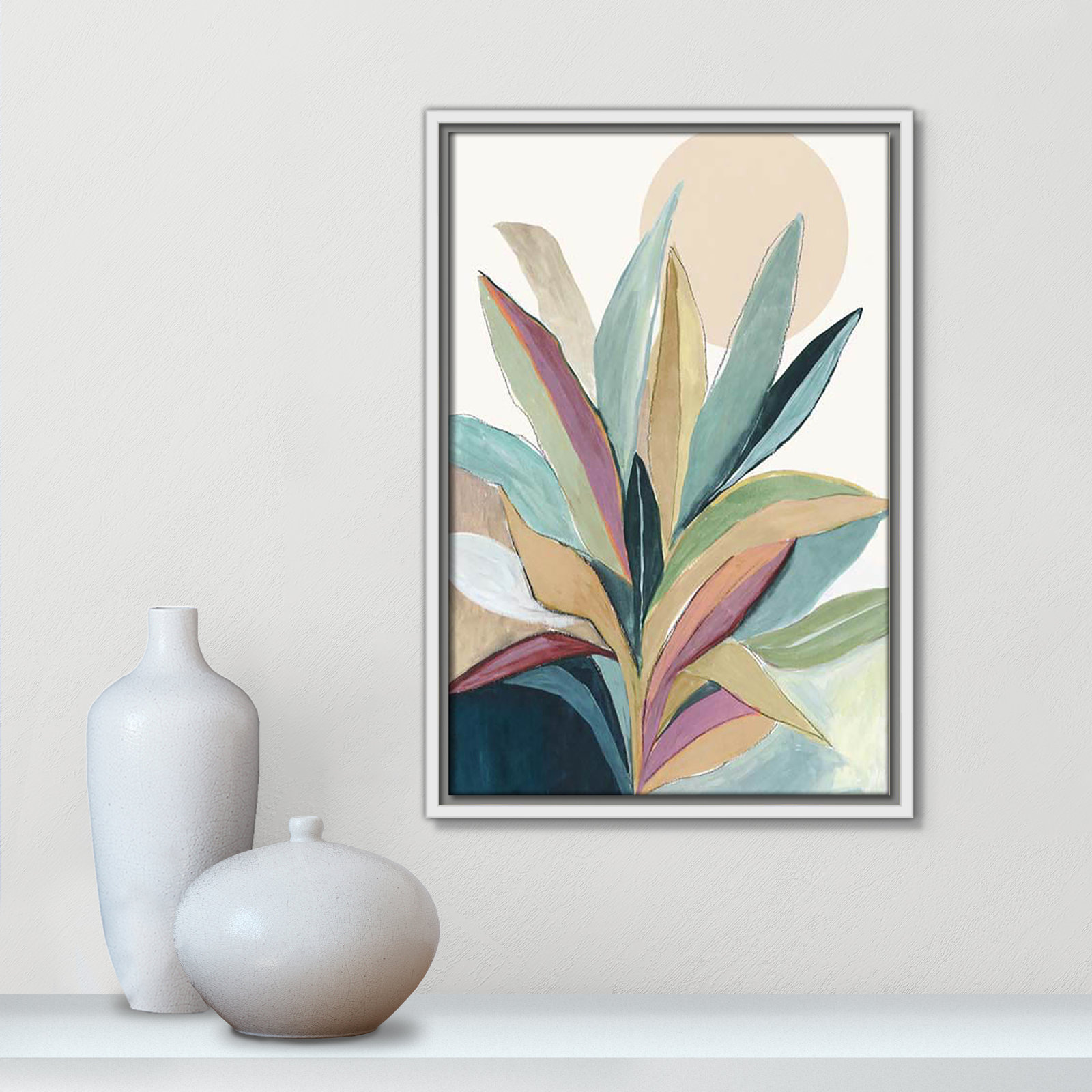 Sherbrooke Sunny Bright Leaves I by Asia Jensen Print, No Mat, White Floater Framed, 19.5" H x 13.5" W x 2" D
