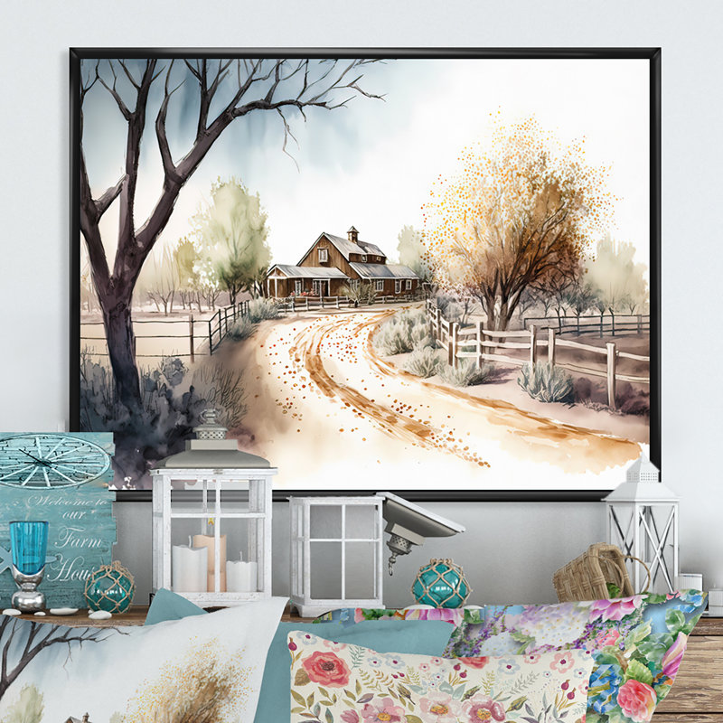 Welcome to the Ranch - Peinture sur toile, H 16 po x l 32 po x P 1 po, Cadre flottant noir