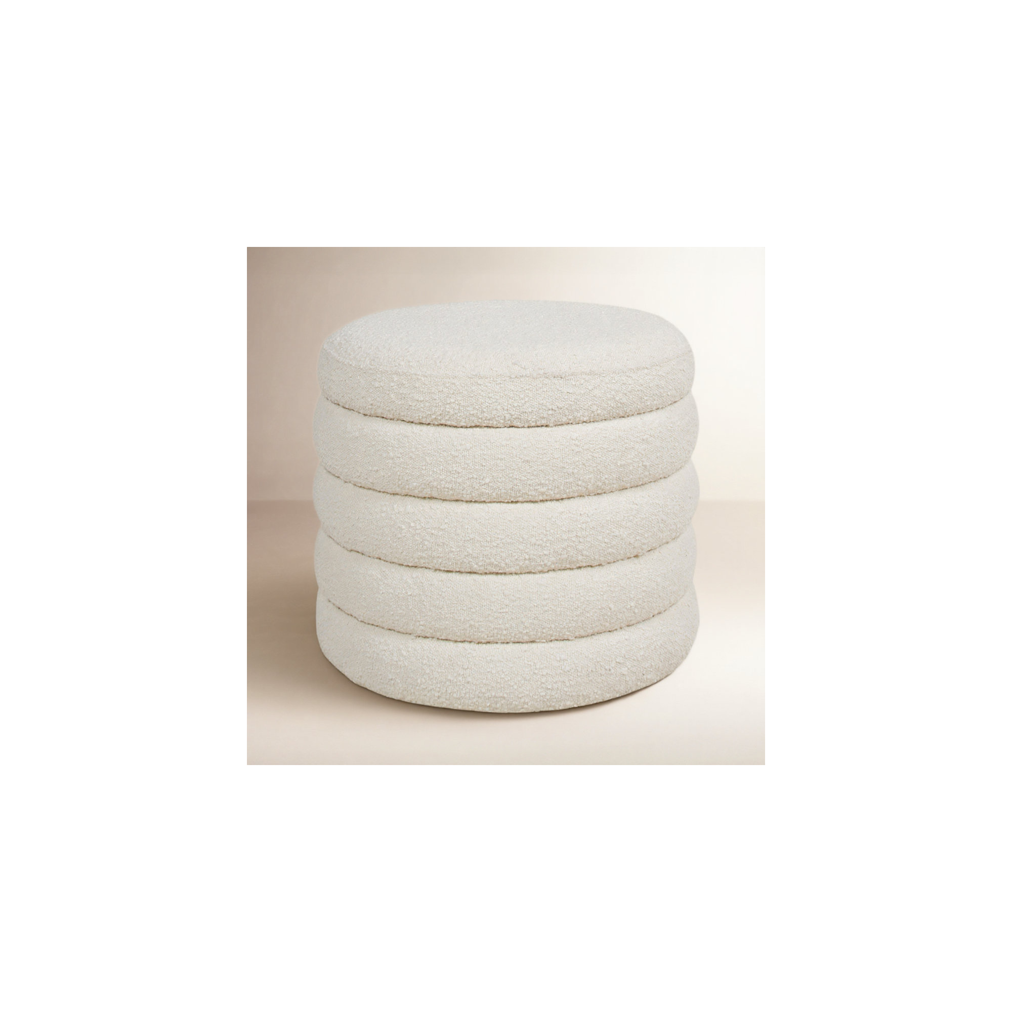 Helene Upholstered Storage Ottoman, Ivory Boucle
