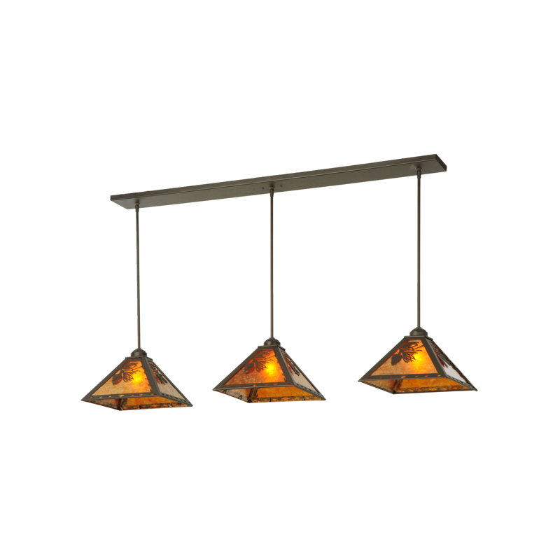 Luminaire suspendu linéaire pour îlot de cuisine 3 lumières Lone Pine