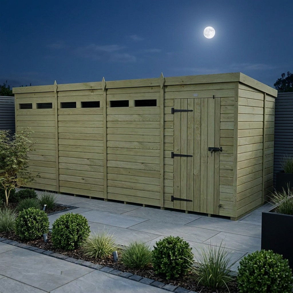 Total Sheds 16ft x 6ft Security Pent Shed - Heavy-Duty Hasp Staple Anti-Tamper - Pressure Treated Timber - UK Manufactured