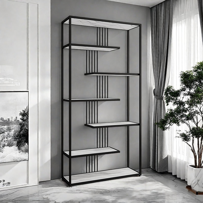 Bibliothèque de rangement élégante et minimaliste, H 78,7 po x l 39,3 po x P 11,8 po, Noir / blanc