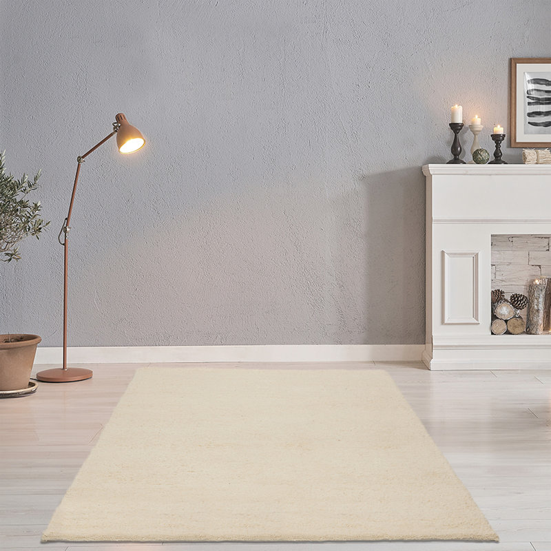 Handmade Berber Wool Rug In Cream, Rectangle 300 x 400cm