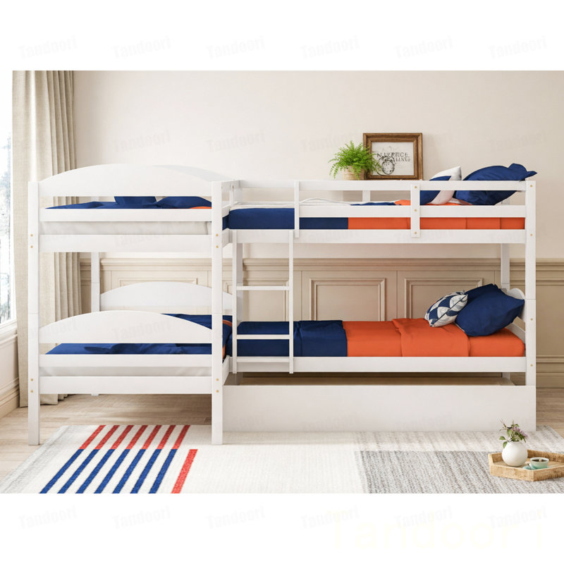 Lit simple en L avec lit gigogne