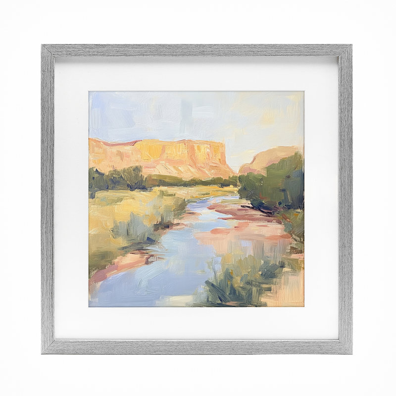 «Painted Plateau River Reflection», reproduction encadrée sous verre, par Petal Prints Design, 16 x 16