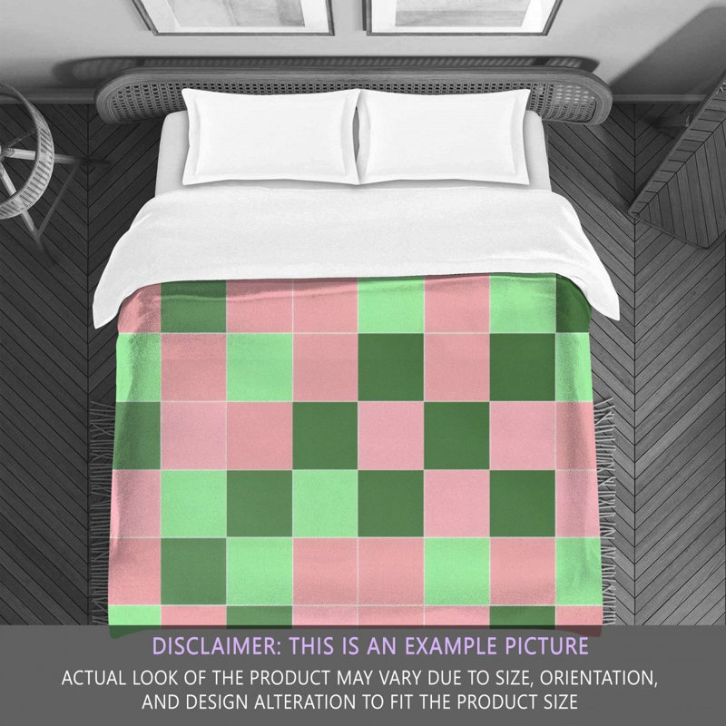 Polyester Comforter, Twin Comforter, Green/Pink Checkered