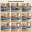 Canapé d'angle modulaire 4 places en velours côtelé bleu avec pouf et accoudoirs incurvés-739238264