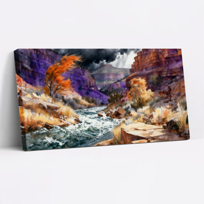 «Autumn Canyon River Landscape», reproduction d'art sur toile tendue sur toile