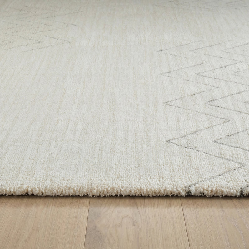 Rug Branch Kiva 5' x 8' (5'3" x 7'7") Beige/Cream Chevron Indoor Area Rug, Modern, Medium Pile, Stain-Resistant Carpet - Living Room, Bedroom, Dining Room, and Kitchen