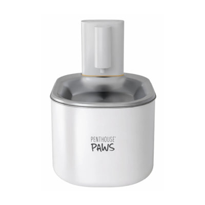 Fontaine sans fil Penthouse Paws Smart, 3,5 L, contrôlée par une application, ultra-silencieuse, capteur de mouvement, autonomie de 45 jours, filtration UV à 5 niveaux, fontaine portative pour animaux de compagnie, blanche, pour chat et chien