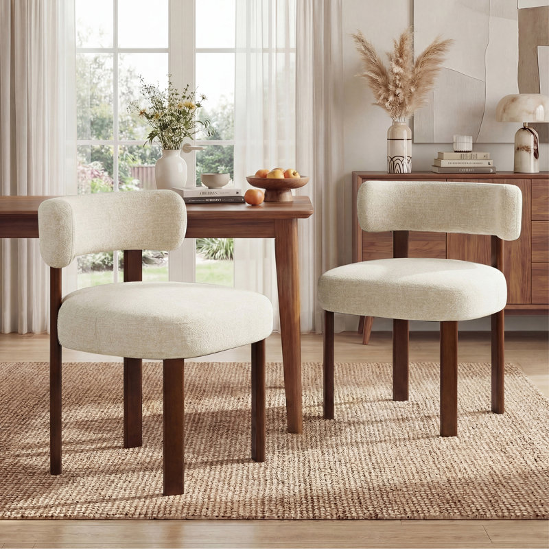 48.5cm H Upholstered Upholstered Back Side Chair, Fabric Oatmeal