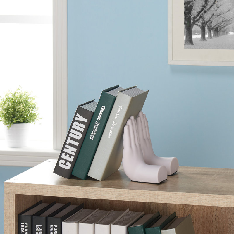 Modern & Contemporary Resin Non-Skid Bookends, White