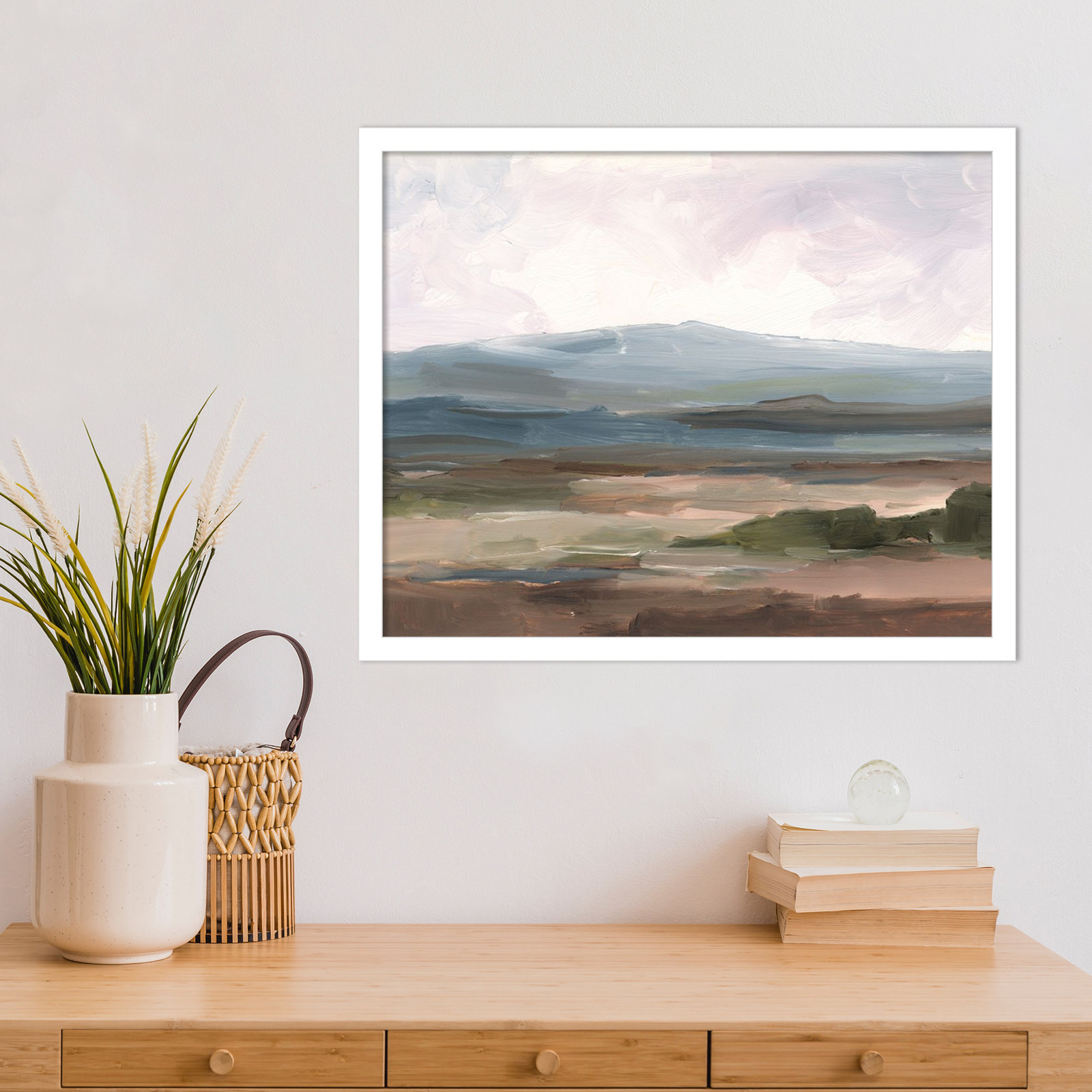Ethan Harper "Serene Mountain Study II" Print, White, 17" H x 21" W