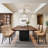 Claraville 78.74" Luxury Rectangle Dining Table with Metal Base for 8-10