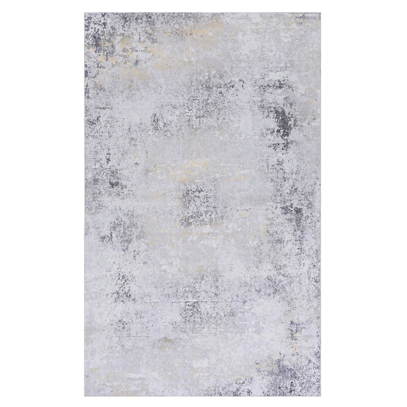 Tapis 5 x 8, lavable, antidérapant, pour couloir - envers antidérapant gris / or, décoration de cuisine grise / beige