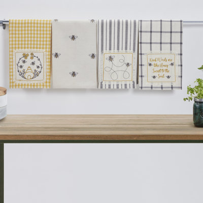 Ensemble de 4 serviettes à thé brodées