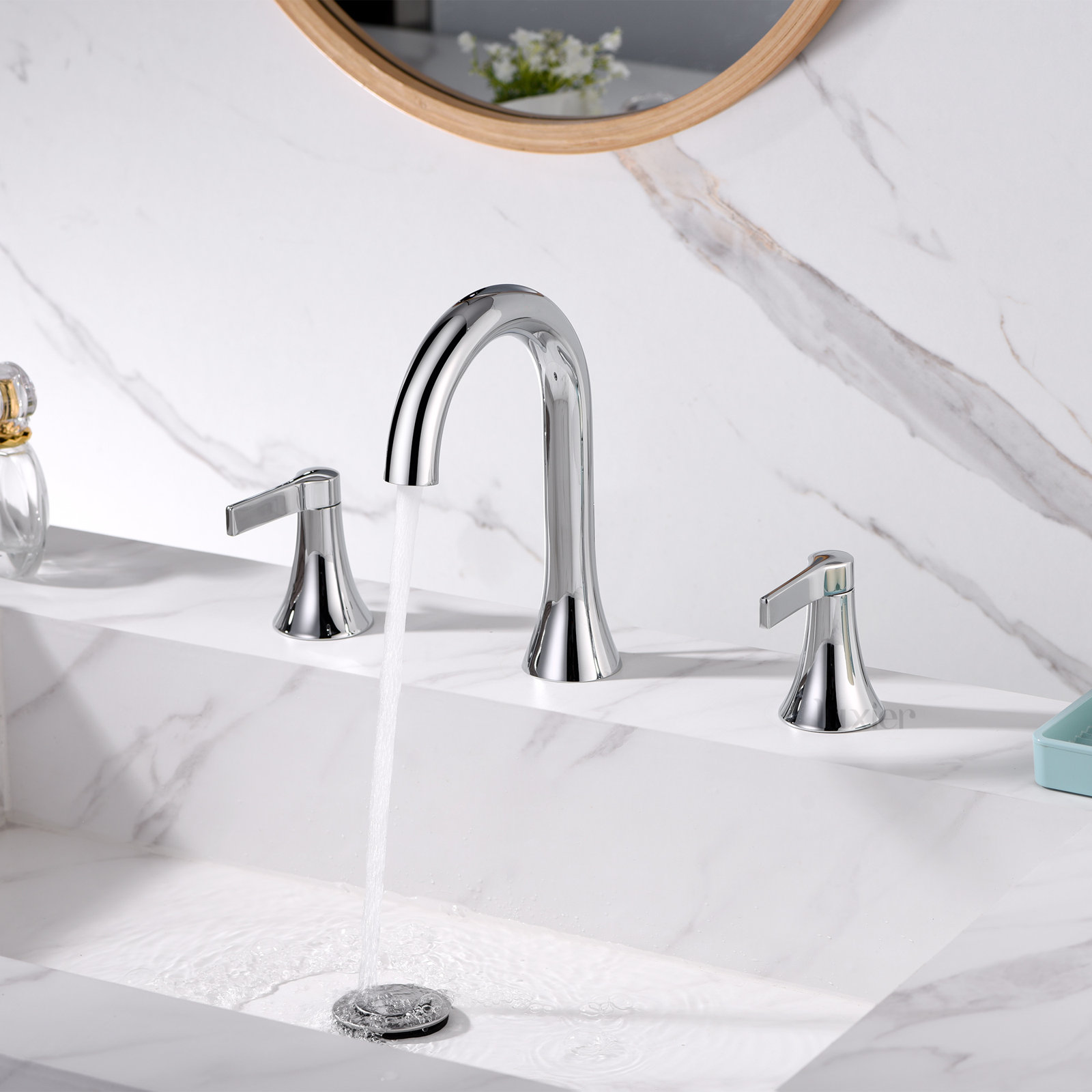 Widespread Bathroom Faucet with Drain Assembly, Chrome
