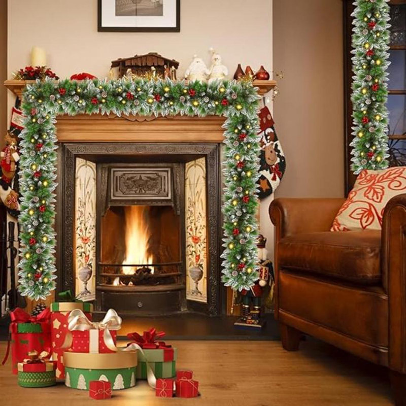 2cm Lighted Faux Pine Garland with Lights