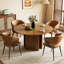 Ensemble de table de salle à manger à piédestal moderne 59,05 po et 4 chaises rembourrées - Base sculpturale - Noyer / brun clair-908361000-908361005