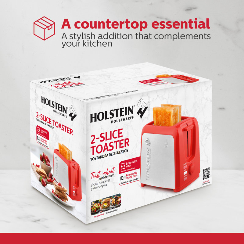 Holstein Housewares 2-Slice Toaster, Red