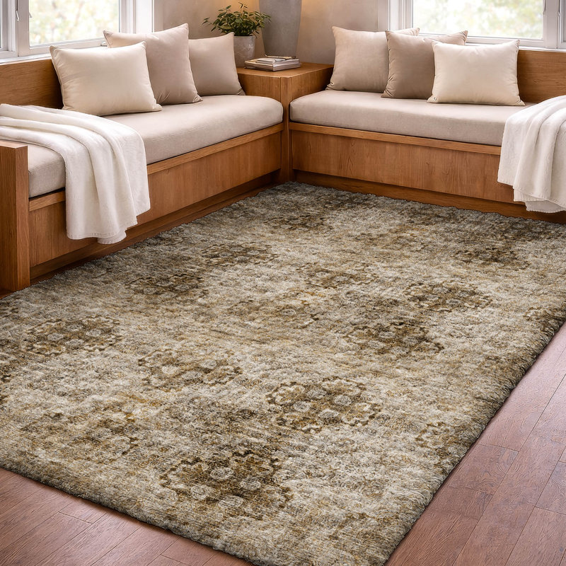 Tapis à poils longs de qualité supérieure lavable à la machine ADS557, Taupe, 8' x 10'
