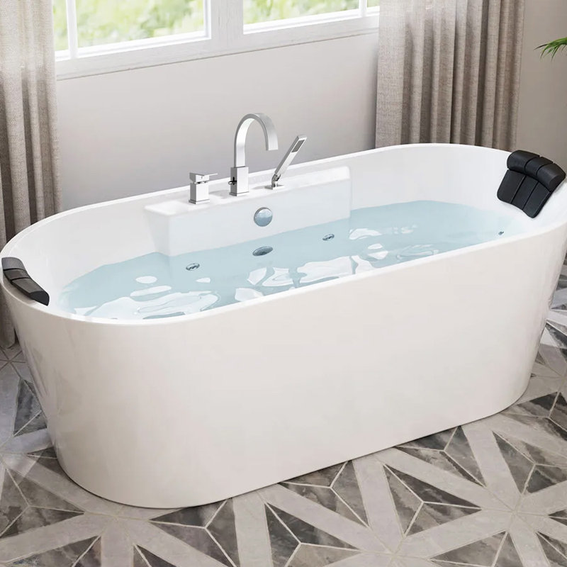 Deck Mount Bathroom Waterfall Roman Tub Faucet With Hand Shower, Chrome