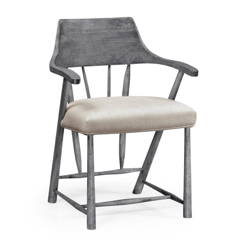 Casually Country Arm Chair, Antique Dark Gray, Tan