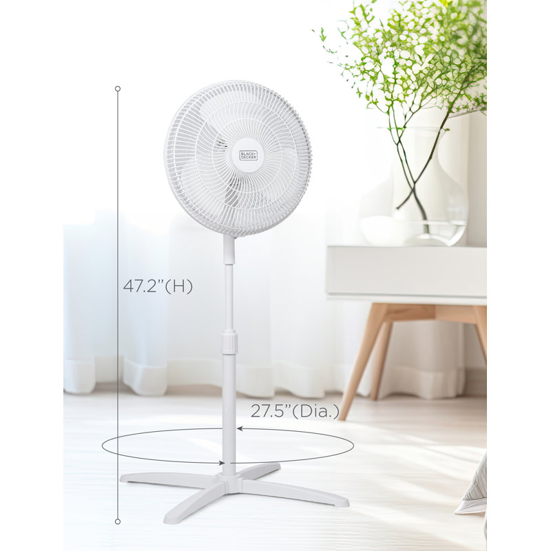 BFP Series DECKER 16-Inch Pedestal Fan, Standing Fan with 3 Speed Settings, White