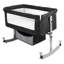 Lit de chevet multifonctionnel 4-en-1 avec table à langer, lit de bébé réglable en hauteur à 6 niveaux avec panier et moustiquaire, berceau portable pour nouveau-né avec roues