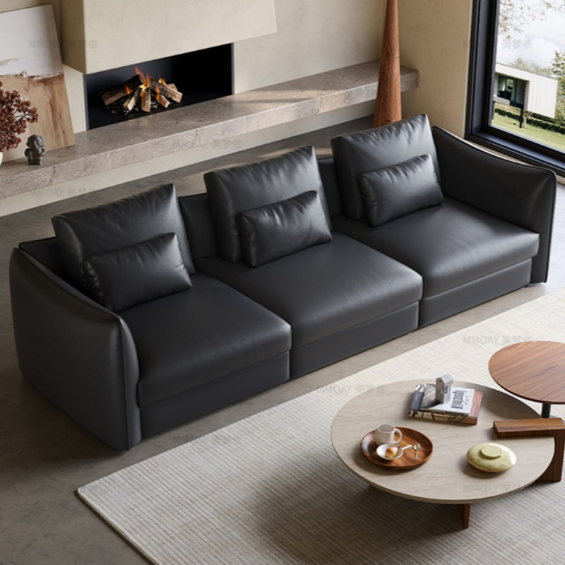 Minimalist Modern Luxury Black Straight Sofa