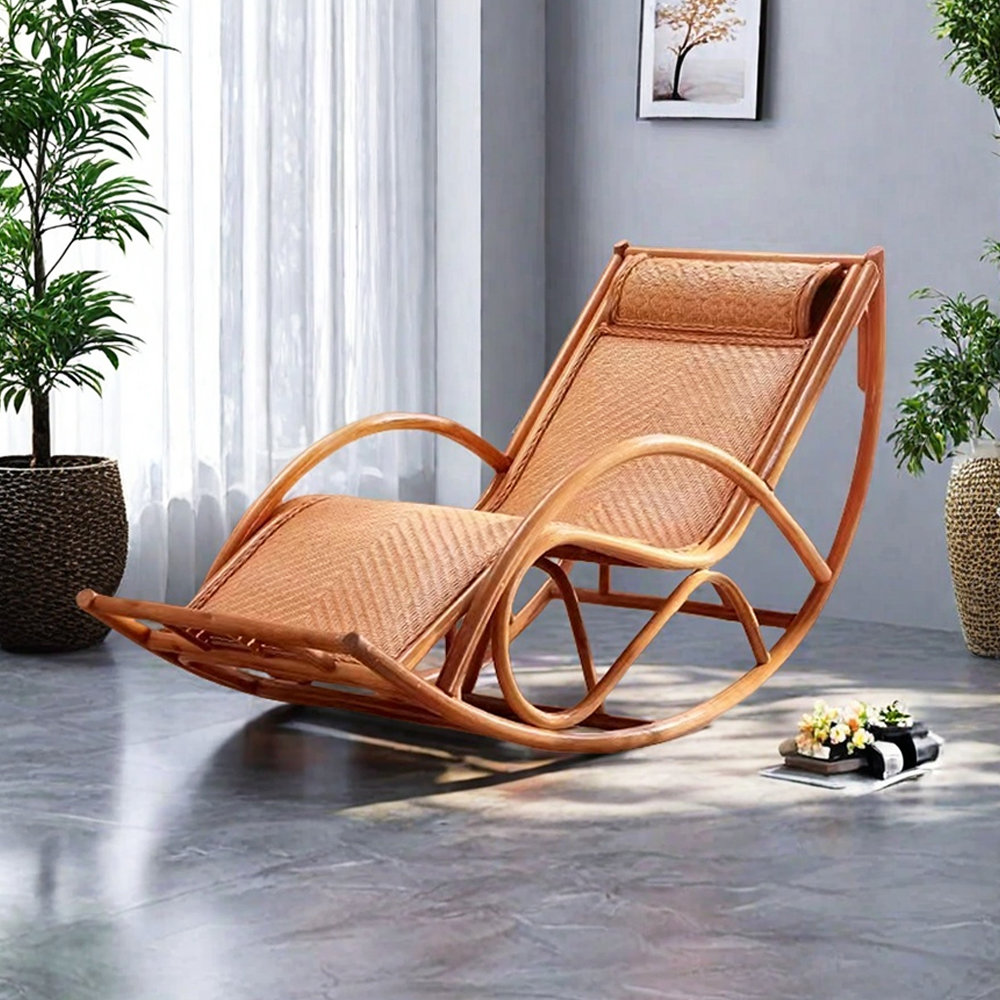 Your Favorite Celebrities Rattan Wood Rocking Chair with Massage pedal ...