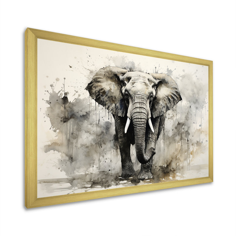 Elegant Elephant In Motion - Elephant, reproduction sur toile encadrée, H 30 po x l 40 po x P 1,5 po, Cadre doré simple