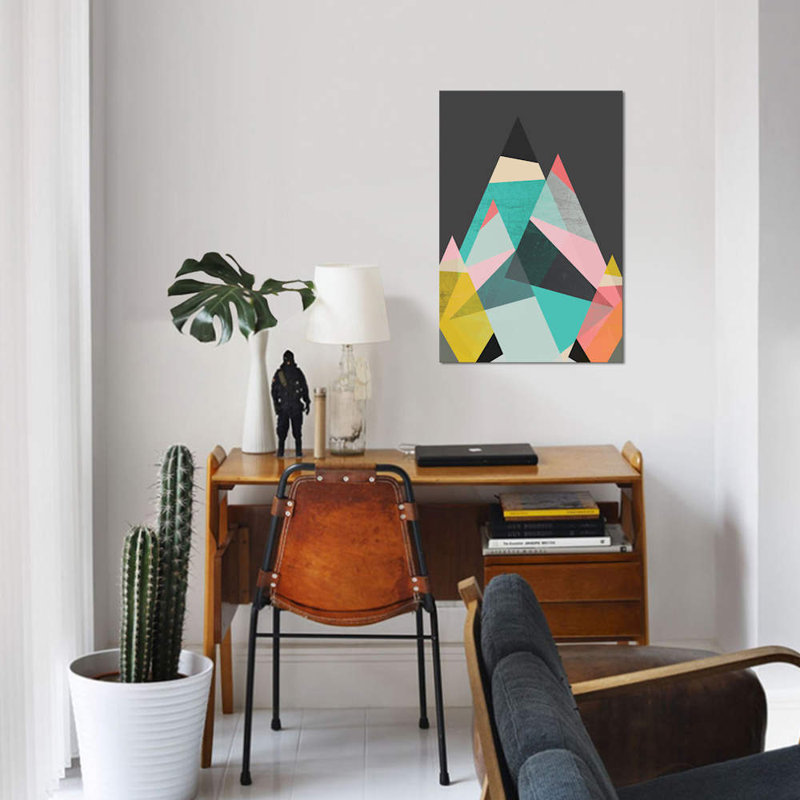 « geo montagnes », impression sur toile, H 12 po x l 8 po x P 0,75 po, Toile tendue, Pas de tapis
