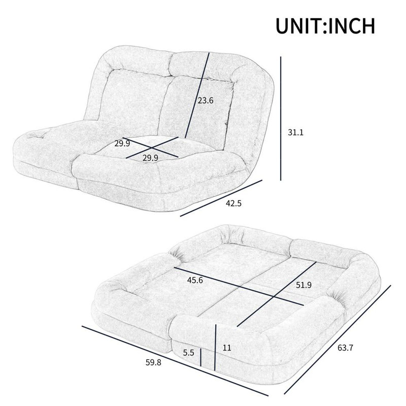 Fold Out Convertible Single Sofa Bed With 18 Adjustable Position, Pink Cotton