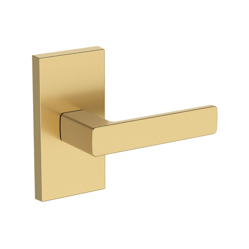 Sharpe Half Dummy Lever with Contemporary 5in Rose in Satin Nickel, Satin Brass