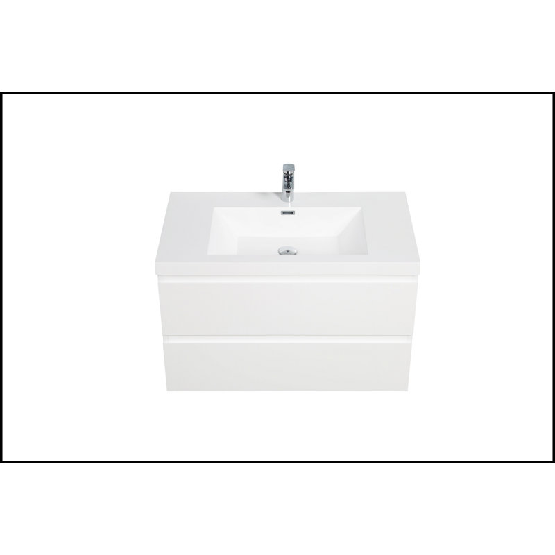 Meuble-lavabo mural 36 po, Blanc lustré