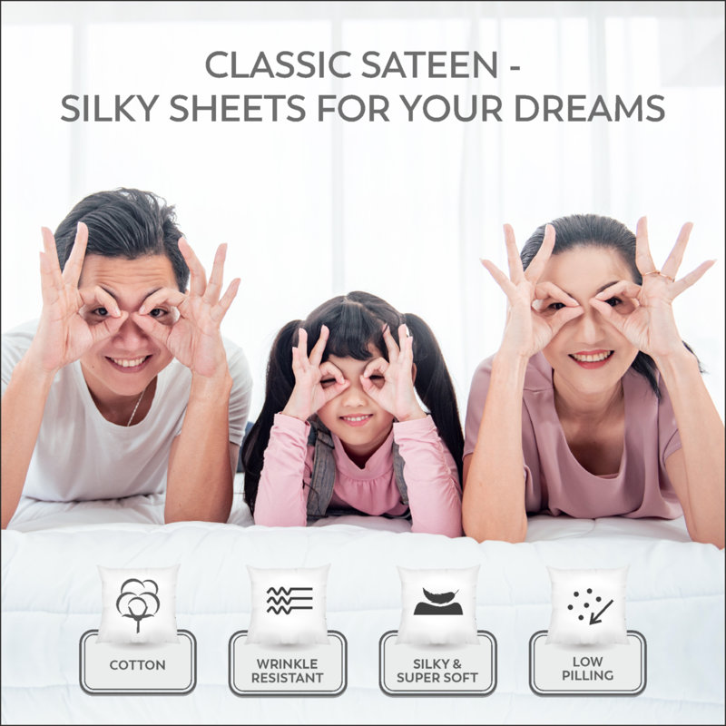 Kal 100% Cotton Sheet Set, Arctic White, Full/Double