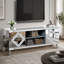 Meuble télé glamour pour téléviseur de 65 pouces et plus avec tablettes ouvertes et armoires de rangement, parfait pour les salons modernes
