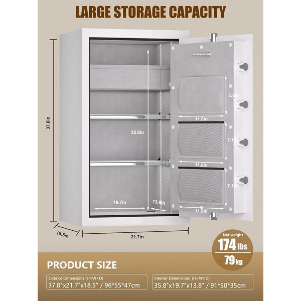 Tigerking Large Fireproof Safe, 8.78 Cu. ft. Steel Home Safe Box with ...