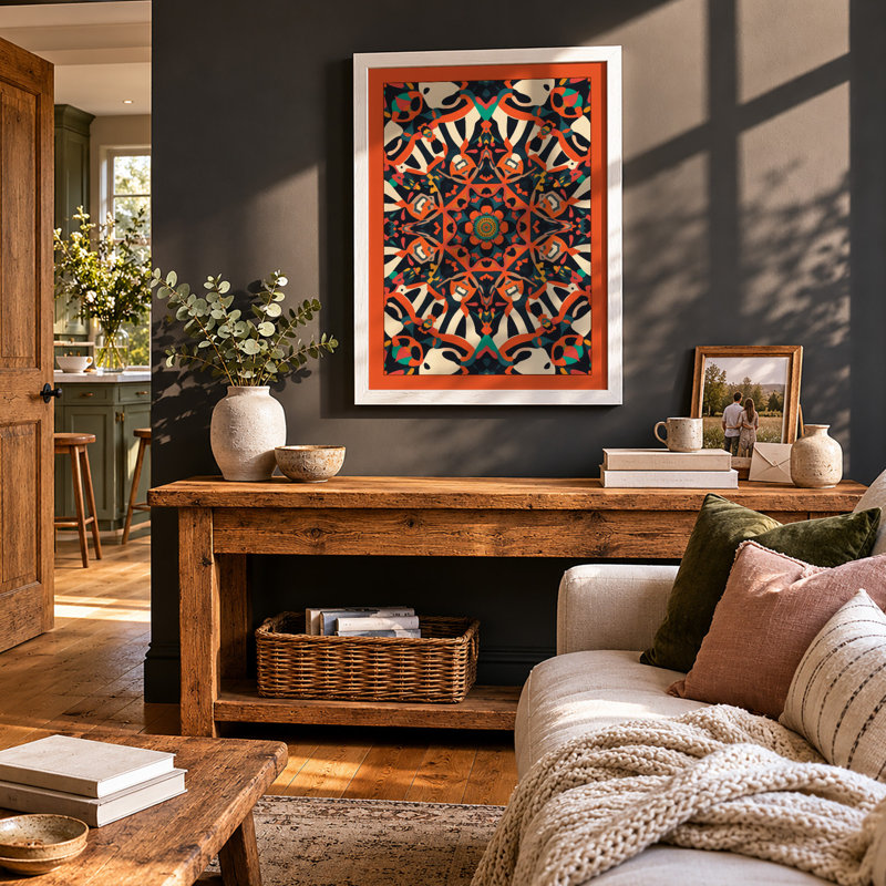 Mandala in Rotation Eclectic - Framed Print, A3 - 42.0 x 29.7 cm, White