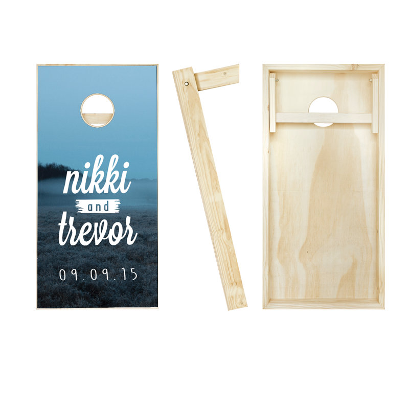 Ensemble de jeu de cornhole en bois massif 2 pi x 4 pi avec sacs de mariage, Rouge/noir