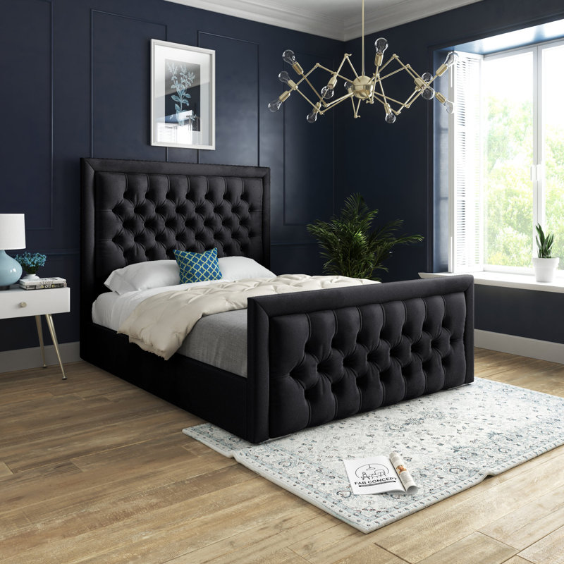Kingston Bed With Headboard - Super King - 6Ft - Black, Black, Double (4'6")