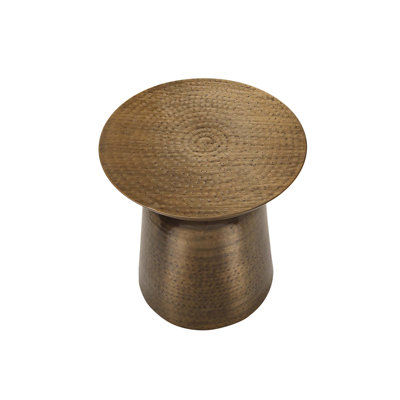Hand-Crafted Metal Accent Table, Versatile Drum Design for Living Room and Bedroom, No Assembly Required by Orren Ellis