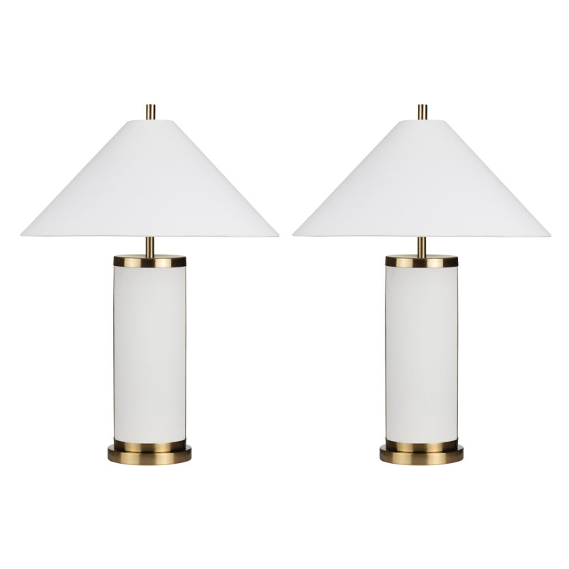 29.75" Metal Table Lamp With White Shade