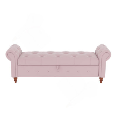 Bed Bench Pink Velvet