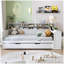 Lit de jour en bois avec tablettes de rangement, lit multifonctionnel avec lit gigogne simple et bureau-436924187-436924184
