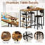 Ensemble de table de salle à manger de cuisine pour 2 personnes, table de bar et chaises avec 3 tablettes de rangement, table de pub à hauteur de comptoir avec 2 tabourets de bar rembourrés en cuir de polyuréthane pour petits espaces, îlot de cuisine, salle à manger, bar-776151317-776151312-776151336